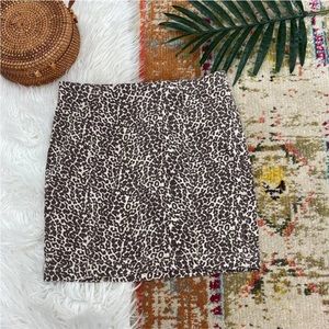 Free People Brown Animal Print Leopard Print Mini Pencil Skirt 6